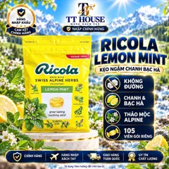 KẸO NGẬM THẢO MỘC RICOLA LEMON MINT KHÔNG ĐƯỜNG GÓI 105 VIÊN CHUẨN MỸ