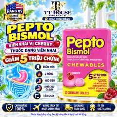 VIÊN KẸO NHAI DẠ DÀY PEPTO BISMOL VỊ CHERRY HỘP 30 VIÊN CHUẨN NỘI ĐỊA MỸ