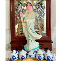 Tượng Bồ tát Quan Âm Quán Thế Âm Bồ tát dáng đứng cao hơn 3 tấc 33cm đất nung 880266