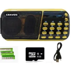 Trọn bộ máy nghe pháp Loa Đài CRAVEN CR-853, 3 Pin Siêu Khỏe, Nghe Pháp Niệm Phật (kèm sạc)