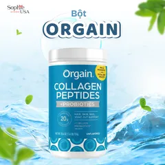(HỎA TỐC)Bột Collagen Peptides + Probiotics Thủy Phân Orgain 726g Không Hương Vị, Mỹ
