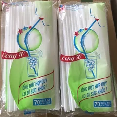 10 Bịch (700 cái) Ống hút gấp màu trắng - Ống hút dùng 1 lần dài 20cm