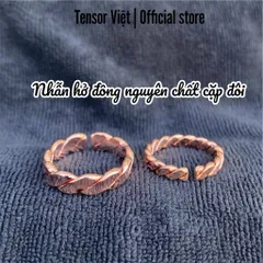 (Phạm Tráng Tensor Việt) Nhẫn hở cặp đôi đồng nguyên chất mẫu xoắn 2 mặt dẹt đủ size nam nữ