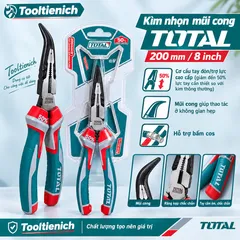Kìm Nhọn Mũi Cong TOTAL THT241808S 200mm/8 Inch – Trợ Lực Giảm 50% Công Sức, Thép Cr-V Cao Cấp