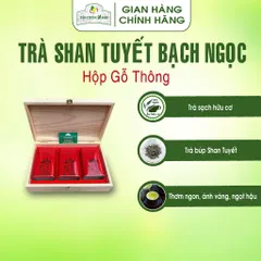 Trà Shan Tuyết Bạch Ngọc 240gram  Hộp Gỗ Thông Trà Sạch Tân Cương Xanh