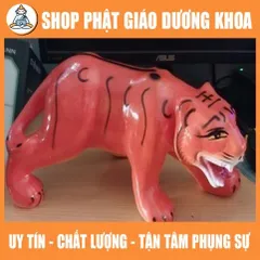 Tượng thờ hổ cam dài 30cm, cao 15cm đất nung