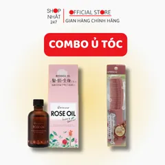 [COMBO DƯỠNG Ủ TÓC] Dầu ủ tóc tinh chất hoa hồng 60ml và lược chải tóc suôn mềm nội địa Nhật Bản
