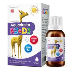 Dung dịch uống Aquadreim K2 + D3 bổ sung K2 + D3 Mk7 vitamin giúp hấp thụ canxi hiệu quả, giúp xương và răng chắc khỏe