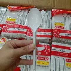 Túi 100 Thìa Nhựa/ Muỗng Nhựa Dùng 1 Lần
