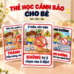 Bộ 20 Thẻ Học Cảnh Báo Cho Bé – Mẫu Bé Gái, Học Kỹ Năng An Toàn, Ép Plastic, A4 A5 A6