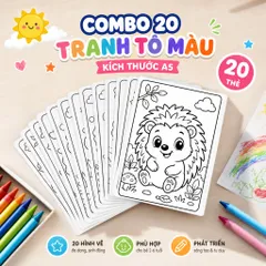 Combo 20 Tranh Tô Màu Con Vật Cho Bé A5 - Tranh Nét To Dễ Tô - Giấy Dày - Phát Triển Sáng Tạo - Giáo Cụ Mầm Non