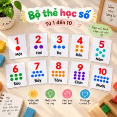 Thẻ Học Thông Minh Số Đếm 1-10 Cho Bé - Bộ 10 Thẻ Học Số Đếm Tiếng Việt - Thẻ Học Thông Minh Giúp Bé Nhận Biết Số (bs3)