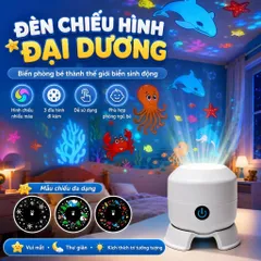Đèn Ngủ Máy Chiếu Đại Dương Cho Bé - Đèn Chiếu Trần Phòng Ngủ Hình Cá Heo Sinh Vật Biển Tạo Hiệu Ứng Thư Giãn Dễ Ngủ