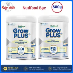 Sữa Bột Nutifood Sweden GrowPLUS+ Bạc Cao lớn vượt trội 1+, 2+ Lon 800g