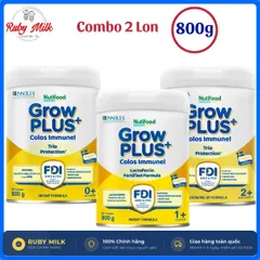 [Combo 2 Lon] Sữa bột Nutifood GrowPLUS Immunel 0+ 1+ 2+ Lon 800g, Sweden Sữa non cho bé tăng cường đề kháng, bé ăn ngon