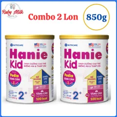 Combo 2 Lon Sữa Bột HANIE KID 2+ Lon 850g Cho Bé 2 -10 Tuổi Sữa Non 24H Cao Năng Lượng Cho Bé Suy Dinh Dưỡng Biếng Ăn Th