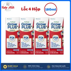 Sữa GrowPLUS+ ít đường 180ml (Lốc 4 hộp)