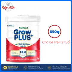 Sữa bột Nutifood GrowPLUS+ Suy Dinh Dưỡng (Đỏ) 2+ - Tăng Cân & Tăng Chiều Cao - Lon 850g