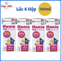 Lốc 4 Hộp Sữa Bột Pha Sẵn Nutricare Hanie Kid 180ml - Cho trẻ biếng ăn & suy dinh dưỡng
