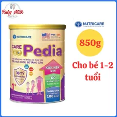 Sữa bột Nutricare Care 100 Pedia 1+ Lon 850g , cho trẻ biếng ăn, thấp còi (cho trẻ 1 - 2 tuổi)