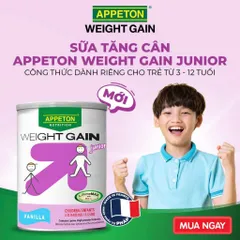Sữa Appeton Weight Gain Junior Lon 450g tăng cân cho trẻ 3-12 tuổi