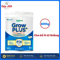 [Chính Hãng] Sữa Bột Nutifood GrowPLUS+ Xanh 0+ 1+ Lon 800g Hỗ Trợ Tiêu Hóa