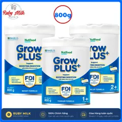 Sữa Bột Thuỵ Điển Nutifood GrowPLUS Xanh, Sữa Non hỗ trợ tiêu hóa tăng đề kháng phát triển não bộ cho bé Lon 800g