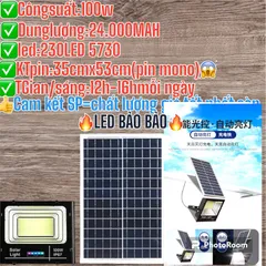 Pha Led năng lượng mặt trời cao cấp siêu sáng 100w chiếu sáng trong nhà,ngoài sân,đường nông thôn BH 2 năm