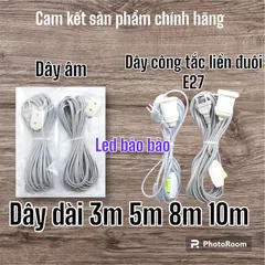 Dây đuôi đèn liền công tắc E27 và dây liền đuôi âm ổ điện PANA 3m 5m 8m 10m chuyên dụng cho bán hàng ,bảo hành 12 tháng