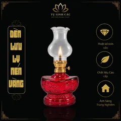 Đèn Dầu Lưu Ly Nén Vàng Đỏ Cao Cấp - Thiết Kế Tinh Xảo, Ánh Sáng Trang Nghiêm - Tụ Linh Các