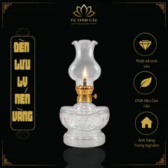 Đèn Dầu Lưu Ly Nén Vàng Trắng Trong Cao Cấp - Thiết Kế Tinh Xảo, Ánh Sáng Trang Nghiêm - Tụ Linh Các