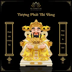 Tượng Thần Phát Tài Vàng Cao Cấp - Phát Lộc Chiêu Tài, Hòa Hợp Vượng Khí - Tụ Linh Các