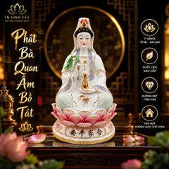 Tượng Phật Bà Quan Âm Tọa Đài Sen - Chế Tác Tinh Xảo, Cầu Bình An Gia Đạo - Tụ Linh Các