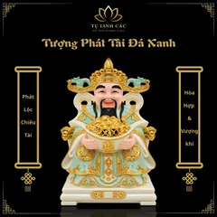 Tượng Thần Phát Tài Đá Xanh Cao Cấp - Phát Lộc Chiêu Tài, Hòa Hợp Vượng Khí - Tụ Linh Các