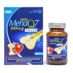 MIDU MENAQ7 360mcg viên uống Tpbvsk – Giúp Phát Triển Chiều Cao Cho Trẻ Dậy Thì, Hàng chuẩn Việt Nam, Hộp/90 Viên