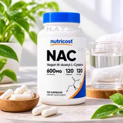 Viên Hỗ Trợ Giải Độc,  Tăng Cường Hệ Miễn Dịch Gan,  Nutricost NAC 600mg 120 Viên Hàng Xách Tay Của Mỹ