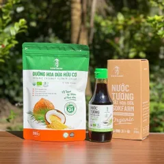 Combo 2 sản phẩm mật hoa dừa Sokfarm (Đường 300g + Nước tương nắp xanh 200ml).