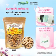 Hạt Điều Rang Củi Loại A+ Thượng Hạng, Nhân, Túi 500g - Your Superfood