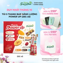 (MỚI) Hộp 5 Thanh Năng Lượng Power Up Bar, Không Đường, 34% Đạm Từ Your Superfood