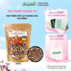 Hạt Điều Rang Củi Loại A+ Thượng Hạng, Vỏ Lụa, Túi 500g - Your Superfood