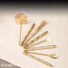 Bộ dụng cụ tạo khuôn xông bột trầm bằng đồng dầy dặn đủ món, bền đẹp ( QUÀ : Lư sứ và hộp bột dẫn nhiệt)