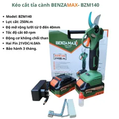 Kéo cắt cành Pin BENZAMAX BMZ-140 Lực Cắt 250N.m, LCD hiển thị %pin số shot cắt, 2 Chế độ mở lưỡi