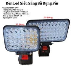 Đèn LED Siêu Sáng Sử Dụng Pin Chân Pin Phổ Thông 35,55 Bóng LED Với 2 Chế Độ Sáng, Có Cổng Sạc Điện Thoại USB  Siêu Sáng