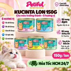Pate Cho Mèo Trưởng Thành Kucinta Lon 150g 5 Vị Gravy Jelly - Dùng Trực Tiếp, Trộn Hạt