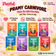 Combo 5–10 Gói Pate Pramy Carnivore 70g Cho Mèo – Gravy Và Jelly, Có Taurine Và FOS | Petiful