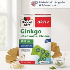 Doppelherz Ginkgo + B-vitamins + Choline (Hộp 30 viên) - Hỗ trợ tuần hoàn máu não, tăng cường trí nhớ và sự minh mẫ