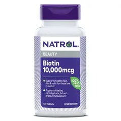 Viên uống Natrol Biotin 10,000mcg Mỹ - Hỗ trợ mọc tóc, Thực phẩm chức năng làm đẹp, 100 viên nang tiện dụng