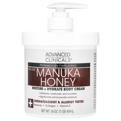 Kem Dưỡng Thể Trắng Da Advanced Clinicals Manuka Honey Body Cream - Nuôi Dưỡng Da Khô, Phục Hồi Da Sần Sùi, 454g