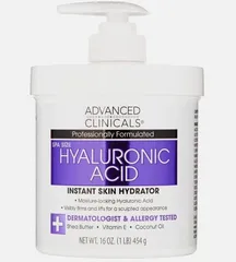 Kem Dưỡng Thể Advanced Clinicals Hyaluronic Acid 454g - Cấp Ẩm Sâu, Giúp Da Mềm Mịn, Phù Hợp Da Khô và Thiếu Nước