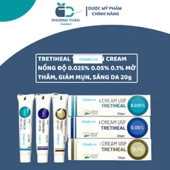 Kem Trị Mụn Tretiheal 0.025% 0.05% 0.1% - Mờ Thâm, Ngừa Mụn, Sáng Da, Cải Thiện Kết Cấu Da 20g